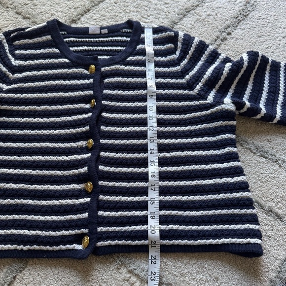 Gap sweater jacket navy blue white striped gold buttons cotton knit preppy XXL - Picture 8 of 10